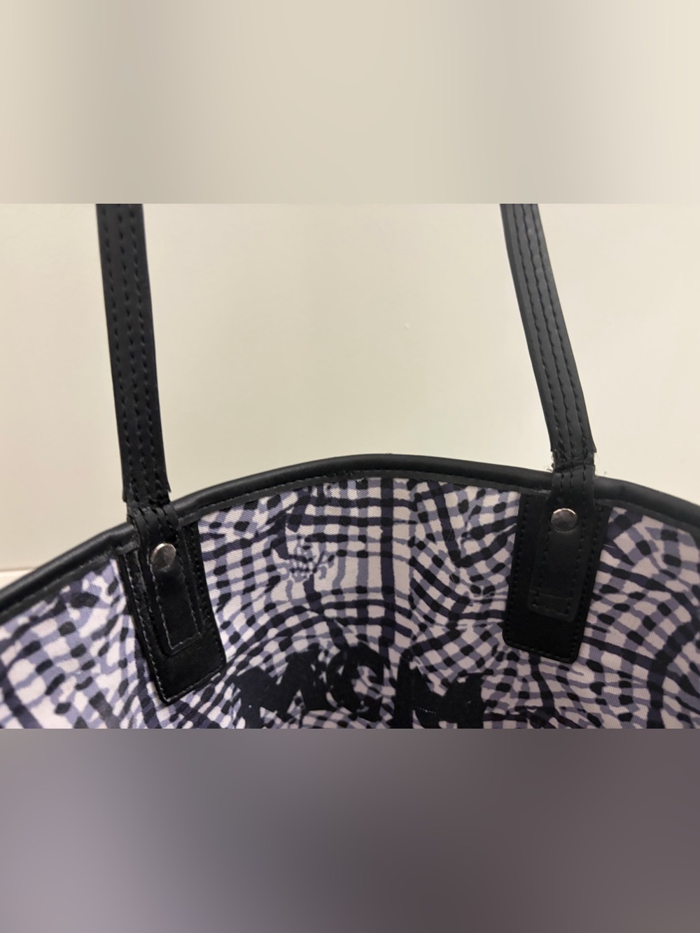 MCM Reversable Silver Monogram Tote with Black Trim - Picture 10 of 11